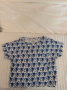Roller Rabbit Blue Monkey Print Short Sleeve Tee and cuffed pants